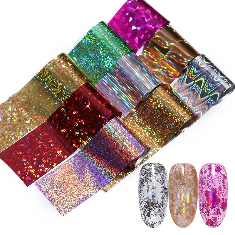 

1Roll Holographic Nail Foils Sticker Colorful Transfer Stickers Mixed Patterns Nail Art Decals Decoration Nail Design