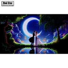 Чжуи звезда полный квадратный алмаз 5D DIY Алмазная картина фото на заказ "под месяц" 3D вышивка крестиком Мозаика Декор