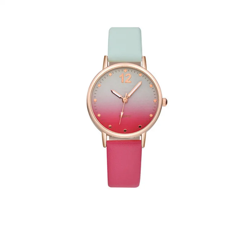 

Doreen Box Women Fashion Gradient Watch Casual Party Club PU Leather Band New Sweet Quartz Wrist Watches Relogio Feminino 2018