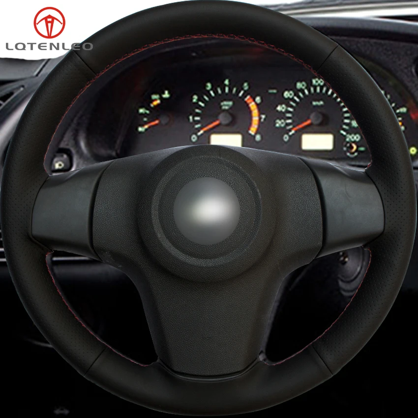 LQTENLEO черный чехол из натуральной кожи для рулевого колеса автомобиля для Chevrolet Niva 2009-(3 спицы) Opel Corsa 2008- Vauxhall