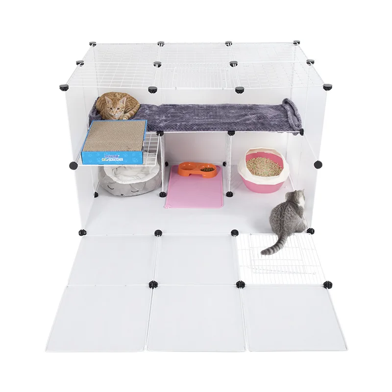 Кошка клетке отечественных kittenVilla DIY Бесплатная Комбинации двухэтажные забор
