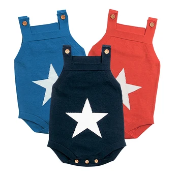 

New Baby Girl Clothes Autumn Cotton Knitted Sleeveless Baby Romper Ruffles Jumpsuit Infant Toddler Overalls Newborn Boy Costume