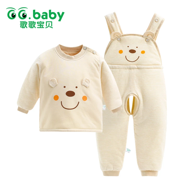 

2pcs/set Thermal Baby Boys Clothing Sets Winter Long Sleeve Suspender Outfit For Babies Baby Girl Clothes Set Baby Bear Costumes