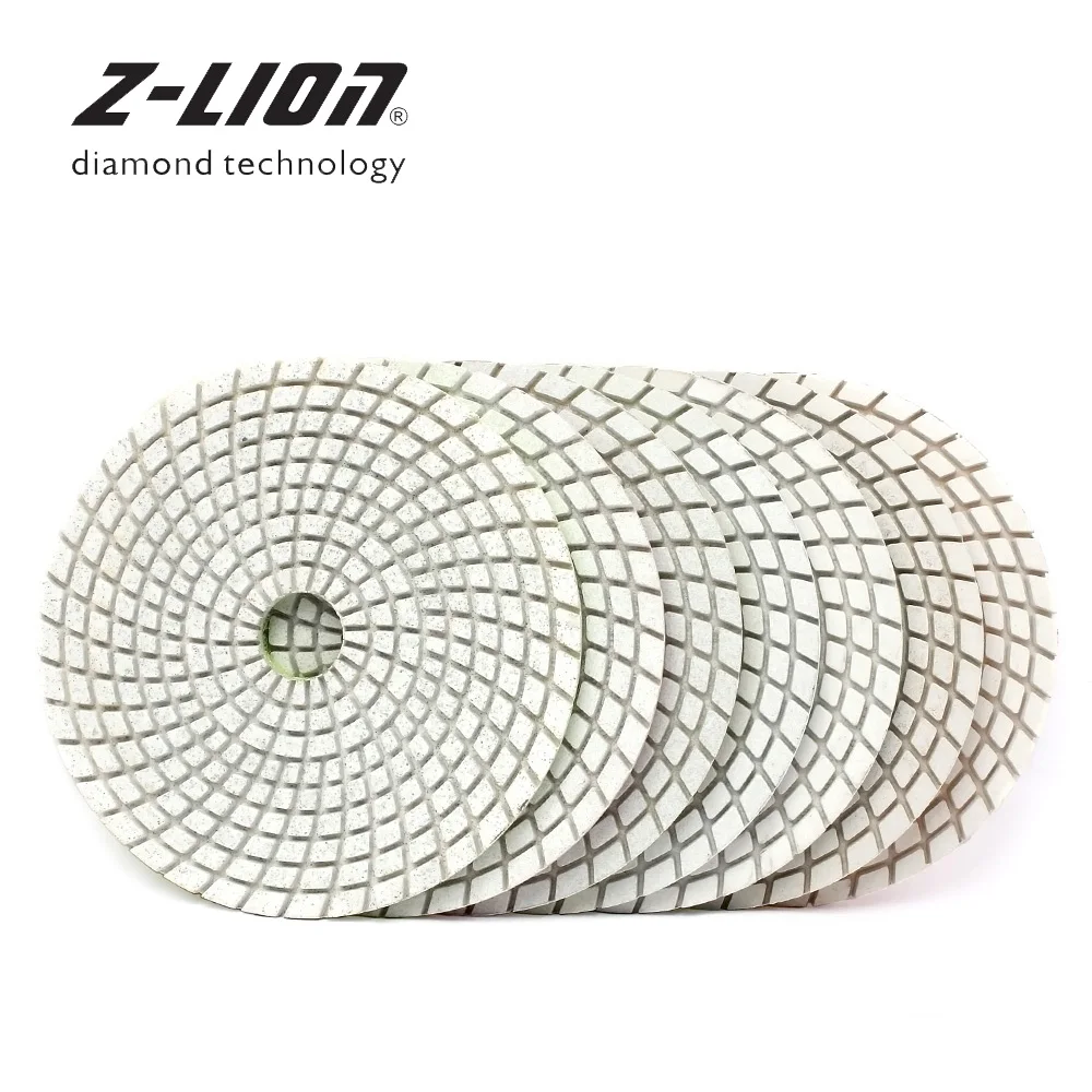 

Z-LEAP 7pcs/Set 5inch Diamond Polishing Pads Wet Use 3 Mm Thickness Top Quality Polishing Wheel For Marble White Stone Grinding