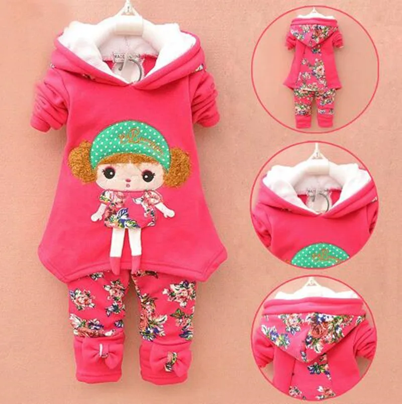

2018 Baby girls warm winter suit thicken clothing sets children's hoodies set kids clothes set children christmas outfit