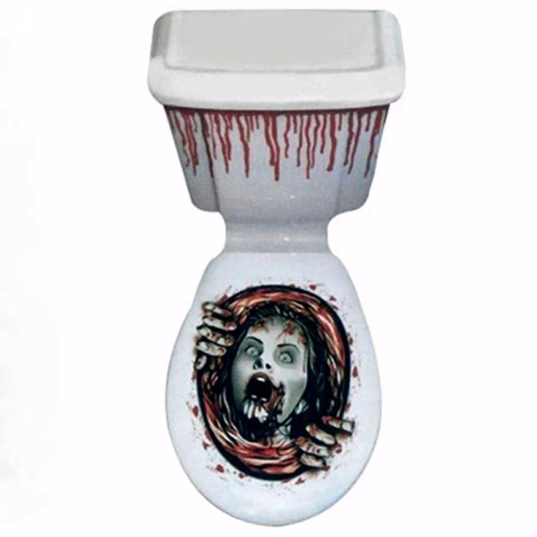 New Halloween Scary Toilet Seat Grabber Cover Party Festival Decoration Sticker Prop