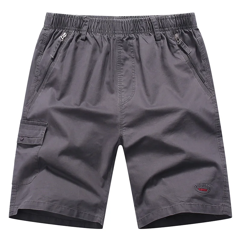 Мужская Летняя мода Повседневная молния эластичная талия Вышивка Мульти-карман большой размер свободные повседневные брюки Комбинезоны Шорты
