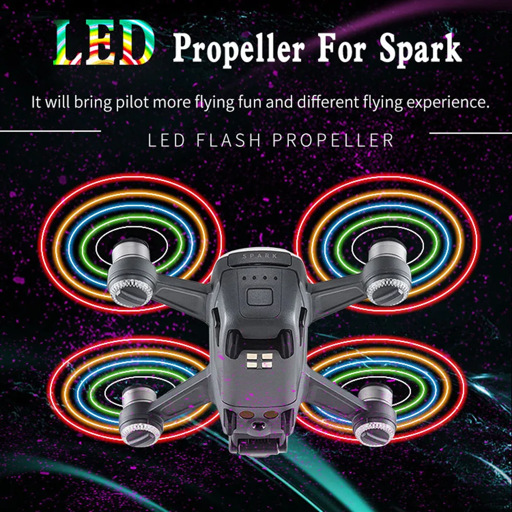 

2Pairs Spark LED Flash Propellers Blades Props Rechargeable for DJI Spark Drone JL.17