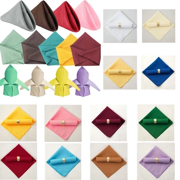 

2PCS X 48CM Square Restaurant Dinner Wedding Party Table Cloth Cloth Line Polyester Napkins 12 Colors
