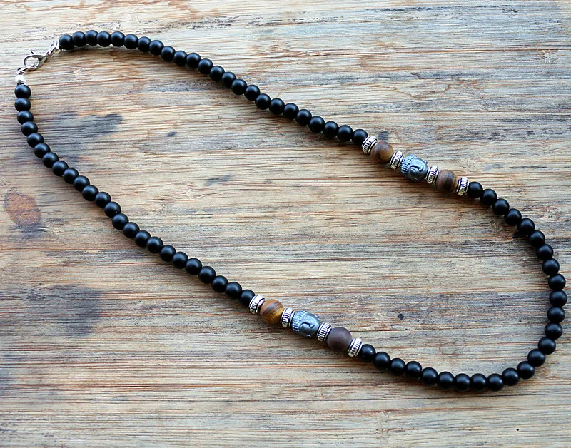 New Design fashion Black Men's Hematite Buddha Bead Necklace Fashion Jewelry - Image 2