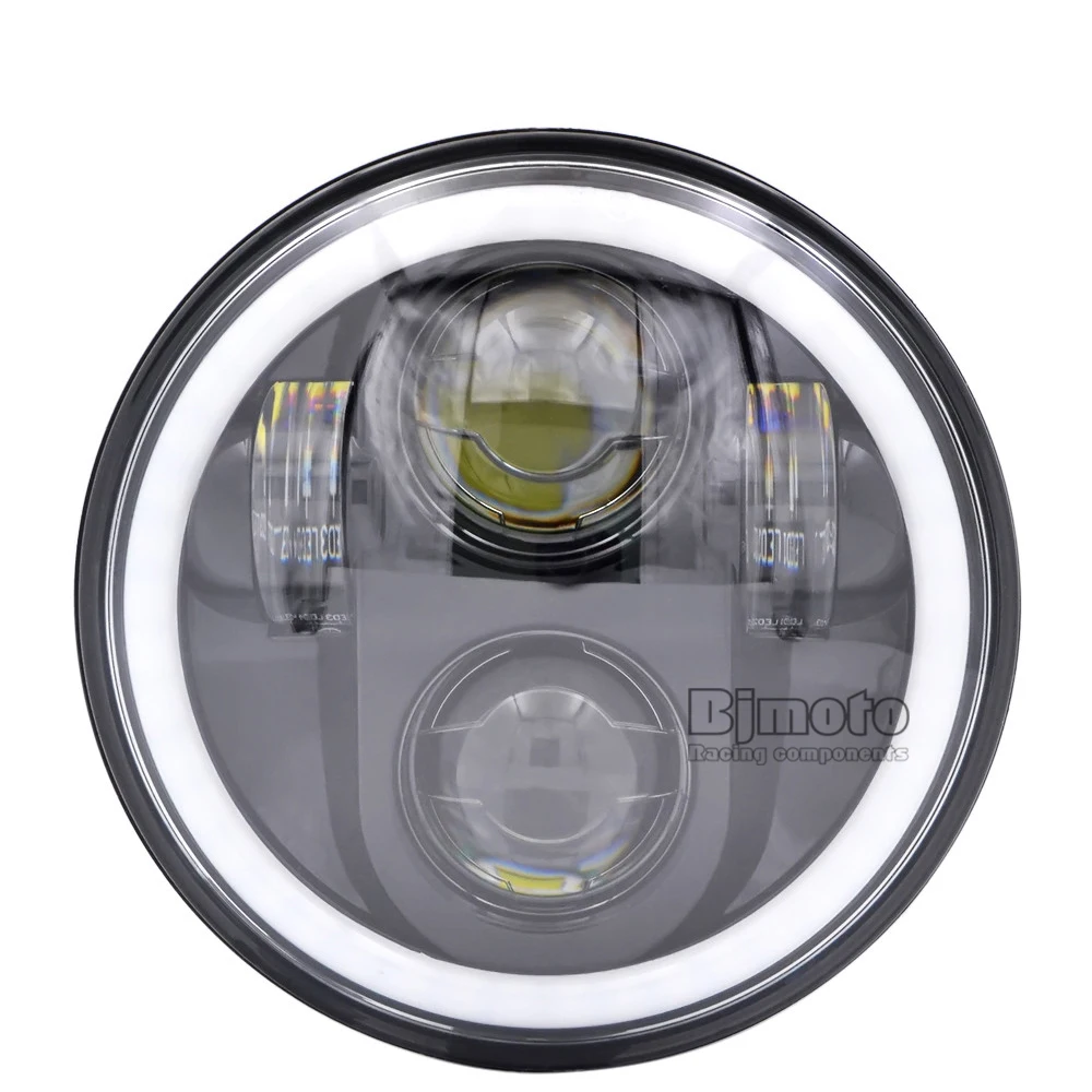 BJMOTO 5-3/4 дюймов Светодиодные фары для мотоцикла H4 RGB Phare Farol Moto для Harley Sportster Iron 883 1200 Dyna Street Bob противотуманные фары