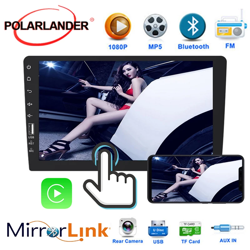 Touch Screen FM TF Card Autoradio Car Radio For Carplay IOS Android Rear View Camera Input Clock And Date 9 Inch Bluetooth MP5