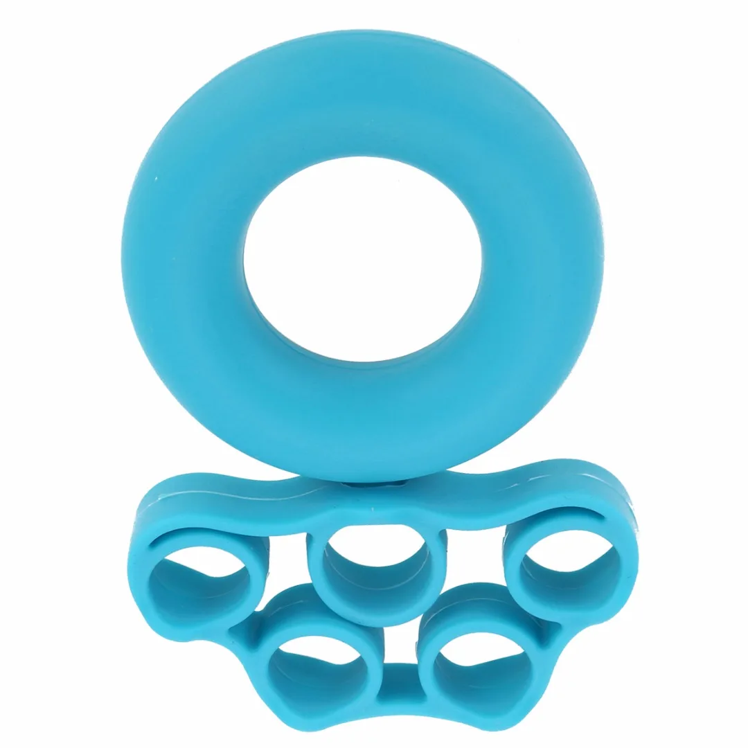 Mayitr 2Pcs/set Silicone Hand Grip Strengthener Finger Stretcher Hand Exercise Gym Fitness Grip Finger Trainer Ring