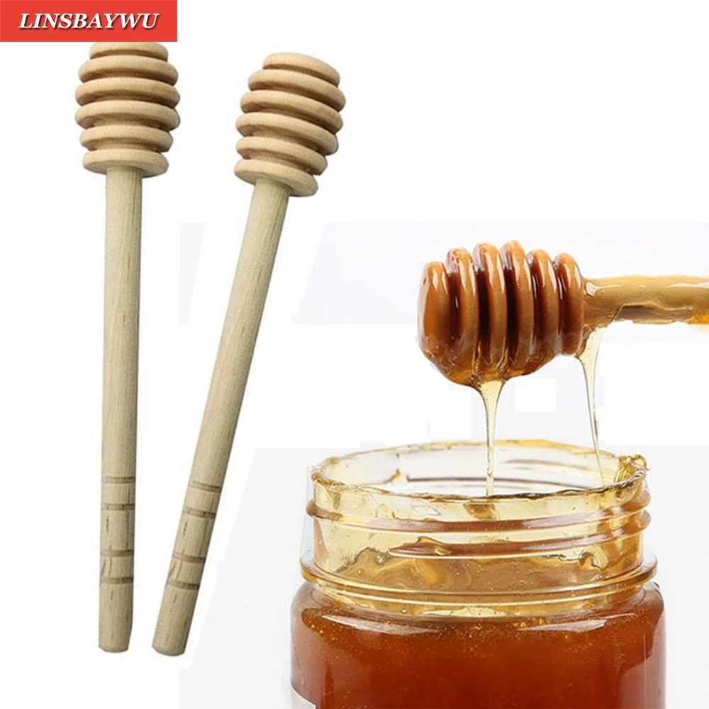 

High Quality Wooden Stirring Stick Rod Spoon Dip Drizzler Server 160mm Long Wooden Mini Bee Honey Dipper Stirrer Muddler