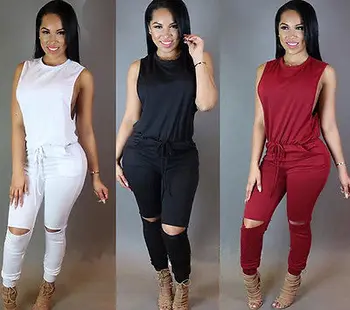 

New Fashion Women Sexy Sleeveless Bodycon Clubwear Hole Long Pants Jumpsuit Romper Playsuit