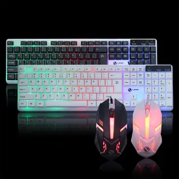 

Kuulee 2019 Classic Gamer Wired USB PC Gamer Mechanical Keyboard + Mouse Set for Laptop Computer Backlit Keyboard