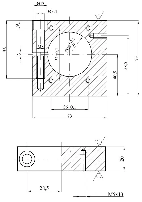 Алюминиевый зажим для крепления шпинделя Kress/Makita/Proxxon/Suhner/Metabo диаметр 43 мм евро