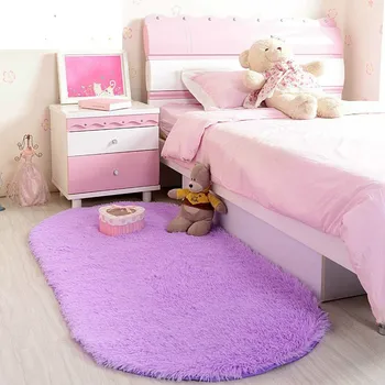 

Ellipse Shape Pink Area Rug Bedroom Living Room Short Hair Soft Carpet Popular Non-slip Baby Mat (1pc) 12Colors