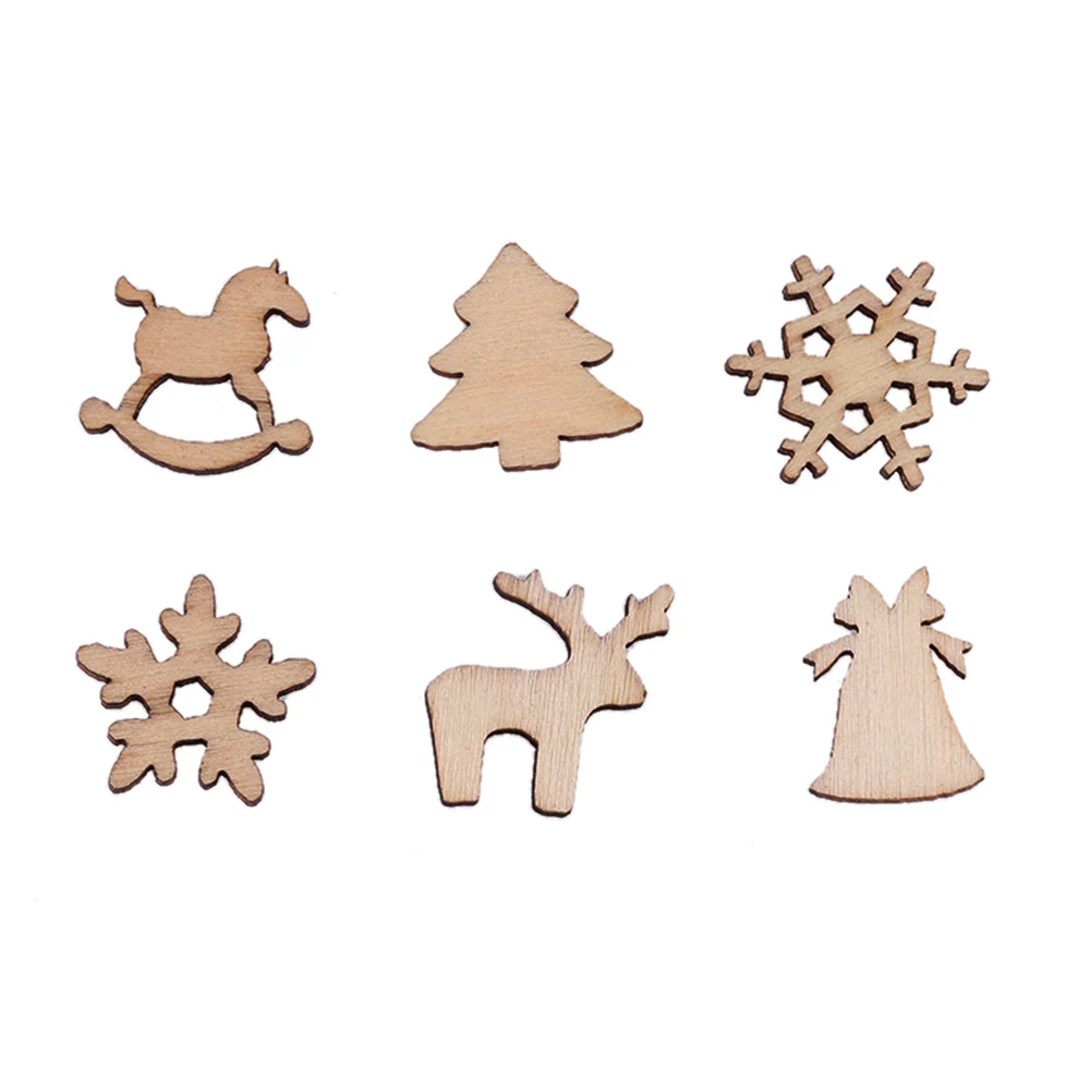 10Pcs Christmas Carve Wood Chip Ornament Xmas Tree Hanging Pendant Decoration
