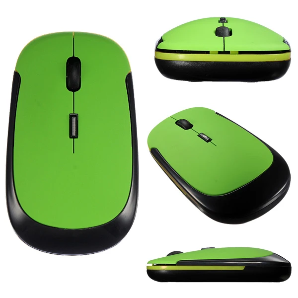 Мини Беспроводная оптическая мышь USB приемник 2,4 ГГц мышь для ноутбука ND998 - Цвет: Green
