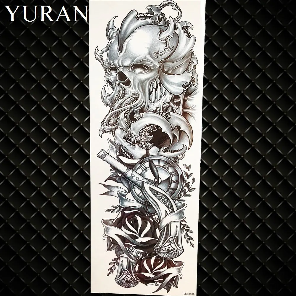 طويلة الأمد سوداء صل نون الذراع المؤقتة الوشم ملصقات الرجال الكامل للماء تاتو المرأة الكتف وهمية الوشم الهيئة الفنية الرسم