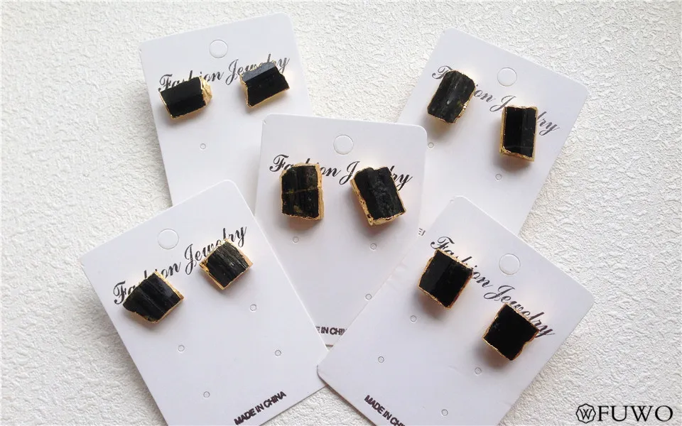 Natural Black Tourmaline Stud Earrings 7