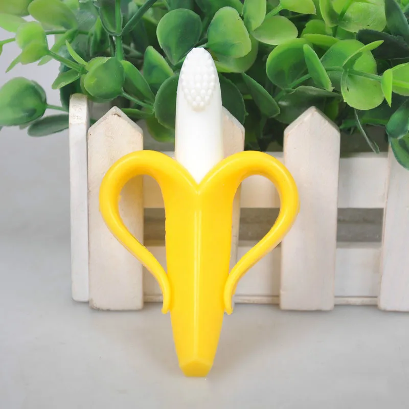 

Silicone Teether Baby Teething Toys Banana Teether Infant Oral Care Toothbrush Chewing Toy Fruit Teethers High Quality And Safe