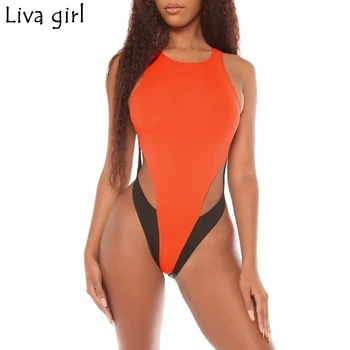 

Liva girl One-Piece Suits Orange Solid 2019 Push-Up Padded Brazilian Swimsuit hot Set Beach Monokini Bathing Swimwear Bikini