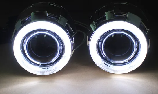 1X Универсальный мини 2 дюйма 35 Вт 12 в мотоцикл Биксенон HID комплект прожекторных фар doubleangel eyes HID лампа для мотоцикла фар - Цвет: white angel eyes