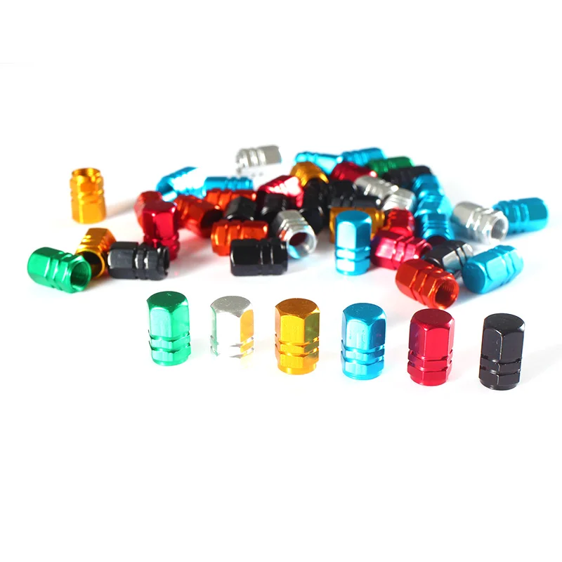 

Retail Colorful Hexgon Style Bicycle Bike Wheel Tyre Shrader Aluminium Valve Cap Anodized Dust Cover Useful Cycling Equipment