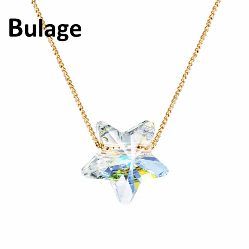 

Bulage Simple Star Bead Necklace Pendants Crystals From Swarovski Silver/Gold Color Chain Necklaces For Women Office Jewelry