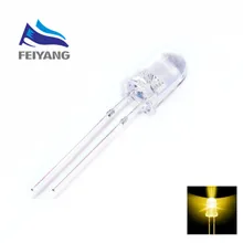 50 шт. желтый светодиодный светильник 5 мм желтый светодиод белый поворот желтый круглый прозрачный DIP СВЕТОДИОДНЫЙ светильник 580-590nm 20Ma 2v