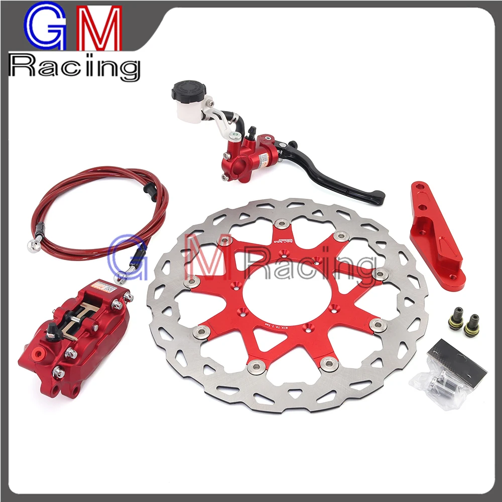 

Front 320MM Brake Disc System Brake Lever Master Cylinder Hose 4 Pot Caliper Adaptor For HONDA CR250R CRF250R CRF250X CRF450R