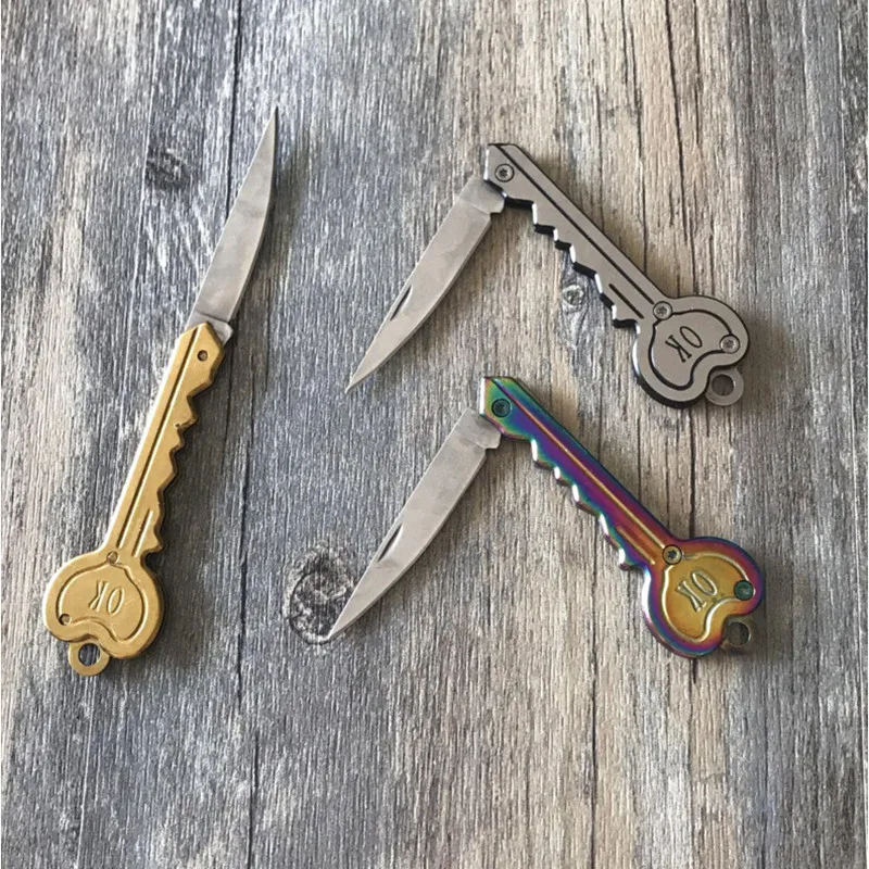 Горячий Портативный складной нож для ключей карманный нож-брелок нож Овощечистка мини походный брелок нож инструмент алюминиевая ручка