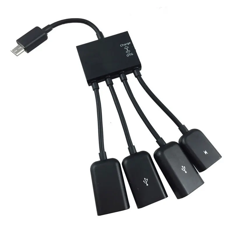 Многофункциональный USB 2,0 4 в 1 микро USB хост OTG зарядный концентратор Шнур адаптер сплиттер для смартфонов Android планшет черный кабель