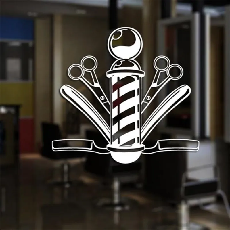 949 20 De Réductionhomme Salon De Coiffure Autocollant Nom Hacher Pain Décalcomanie Coupe De Cheveux Rasoirs Affiches Vinyle Mur Art Stickers