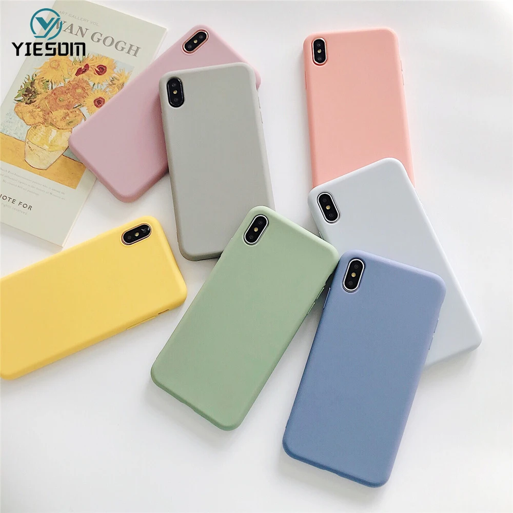 

Case For iPhone XS XR XS Max 7 8 6S 6 Plus Luxury Cute Candy Color Phone Cases For iPhone X XR XS Max XS Soft TPU Silicone Cover