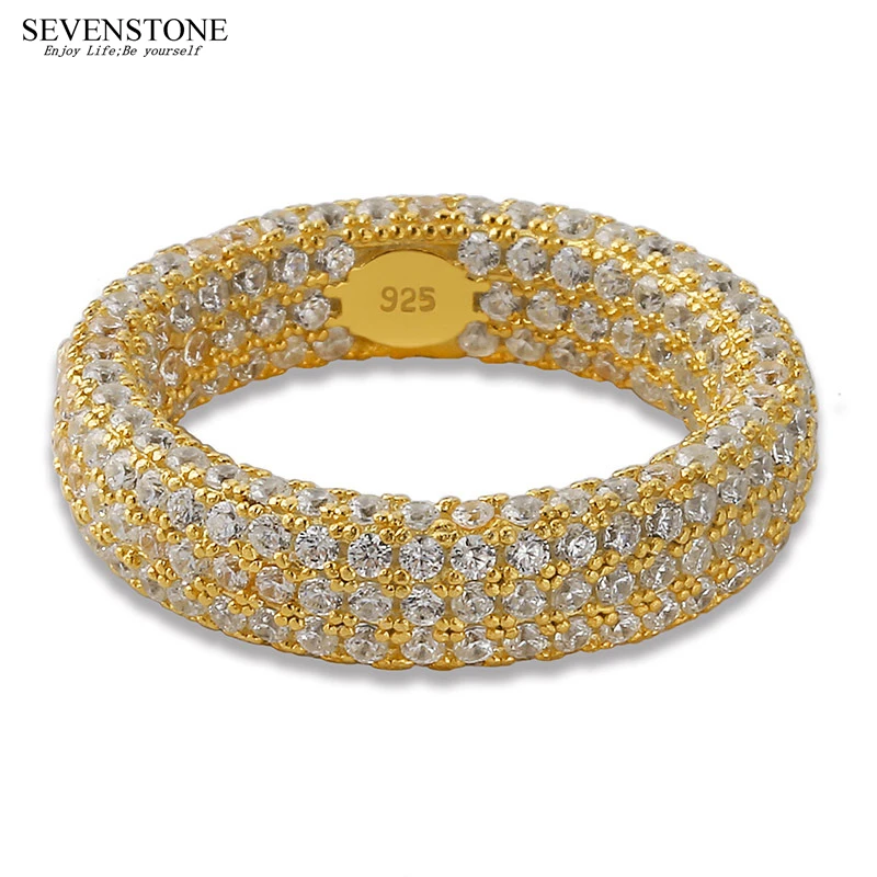 SEVENSTONE новинка 2019 женское циркониевое кольцо с микро инкрустацией 925 пробы
