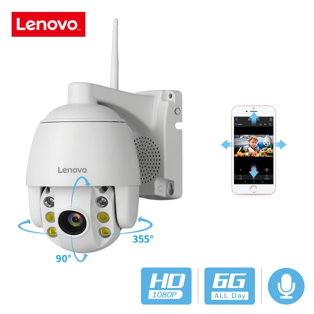 Lenovo Mini 2 5 дюймовый PTZ купольная скоростная Wi Fi IP камера 1080P Открытый 5X зум/4 мм