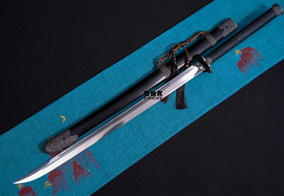Китайский меч ручной работы, широкий меч, высокомарганцевая сталь, Сплав Tsuba, острое лезвие династии Цин, острый меч, Полный Тан