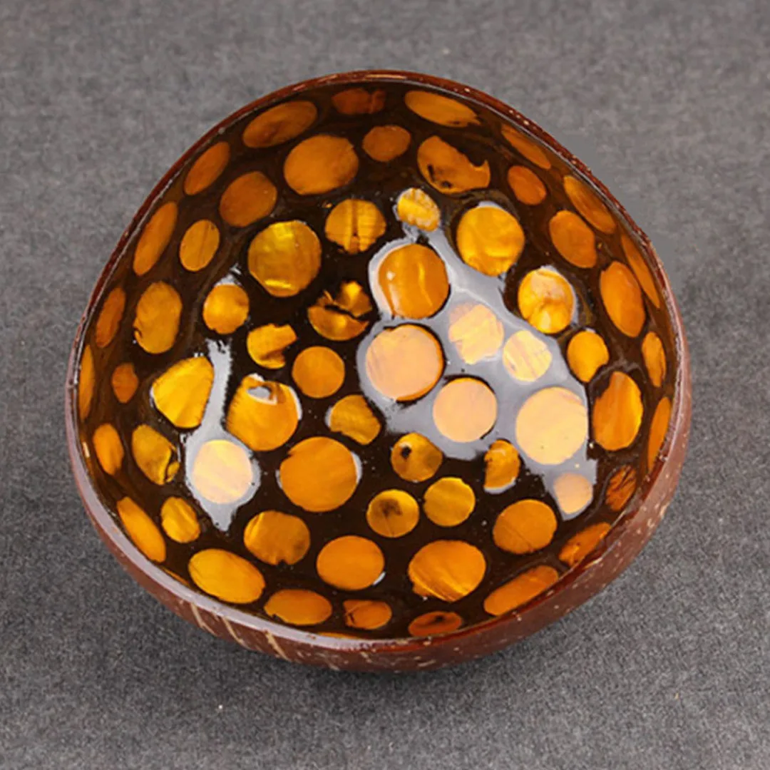 Natural Geometric Shape Coconut Shell Bowl Dishes Kitchen Paint Craft Home Decor 7 Colors