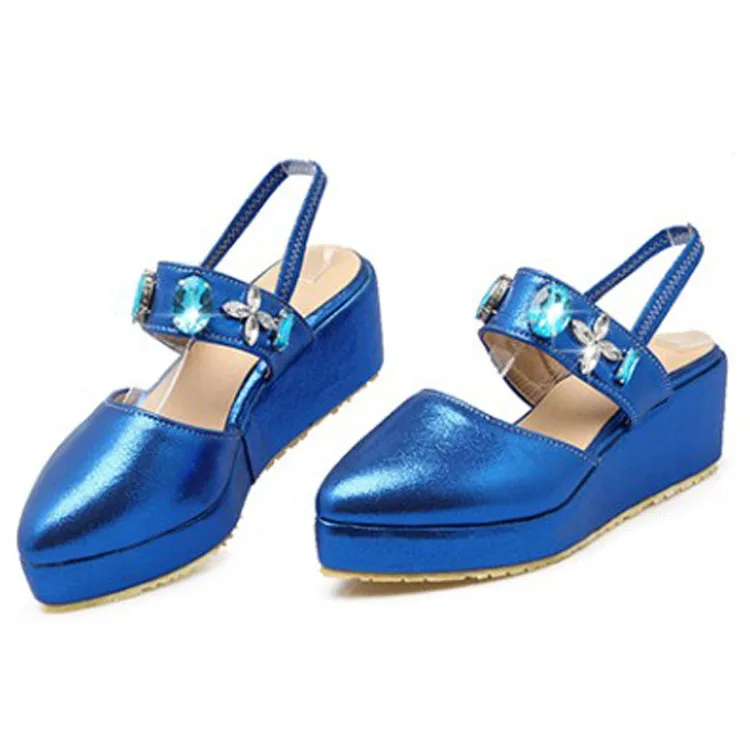 Crystal Gladiator Sandals 2017 New Creepers Platform Wedges Summer Casual Slingback Shoes For Woman Big Rhinestones High Heels (8)
