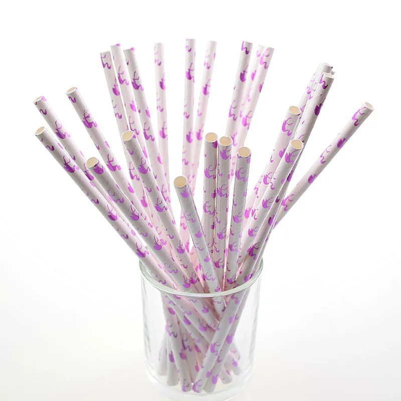 

500pcs Flamingo Paper Straws Kids Birthday Party Wedding Bridal Shower Hawaiian Jungle Luau Chevron Drinking Paper Straws DIY