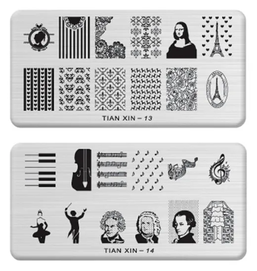 36 конструкции Nail Art шаблоны 12x6 см ногтевых пластин, тиснение моды печать изображения ногтей трафарет узоры стали штамповки