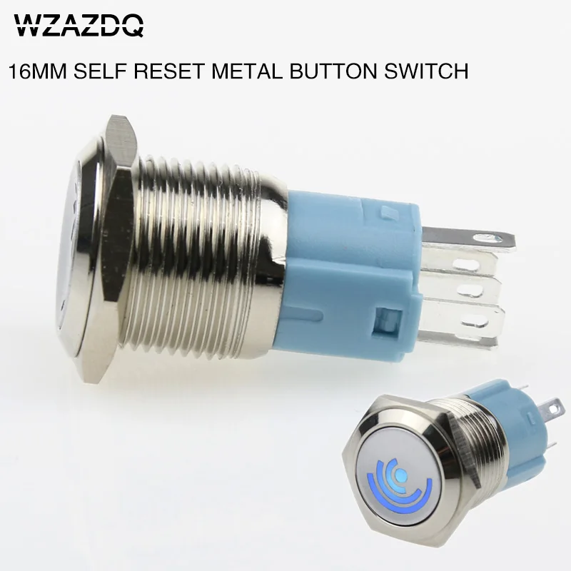16 Mm Metal Button Switch Reset Button Switch 5a250v Red Green Yellow