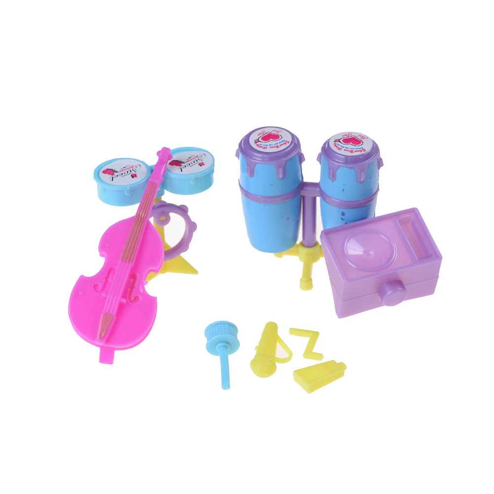 7Pcs/Set Miniature Musical Instrument Drum Kit For Doll Kids Toysin