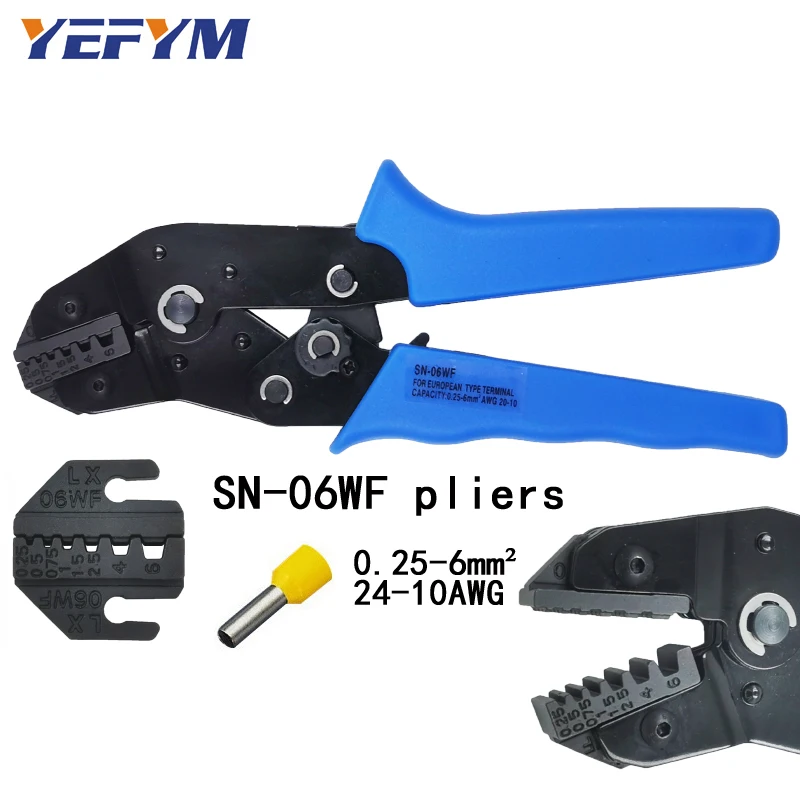 YEFYM SN-06WF обжимные плоскогубцы Емкость 0,25-6 мм2 24-10AWG Европейский стиль Клеммный Зажим саморегулирующийся бренд ручные инструменты