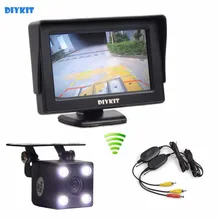 DIYKIT 4.3 Polegada de Vídeo Do Carro Monitor + HD Câmera Do Carro LEVOU Kit Sistema de Estacionamento Invertendo Sistema de Visão traseira Sem Fio para Carro Van caminhão