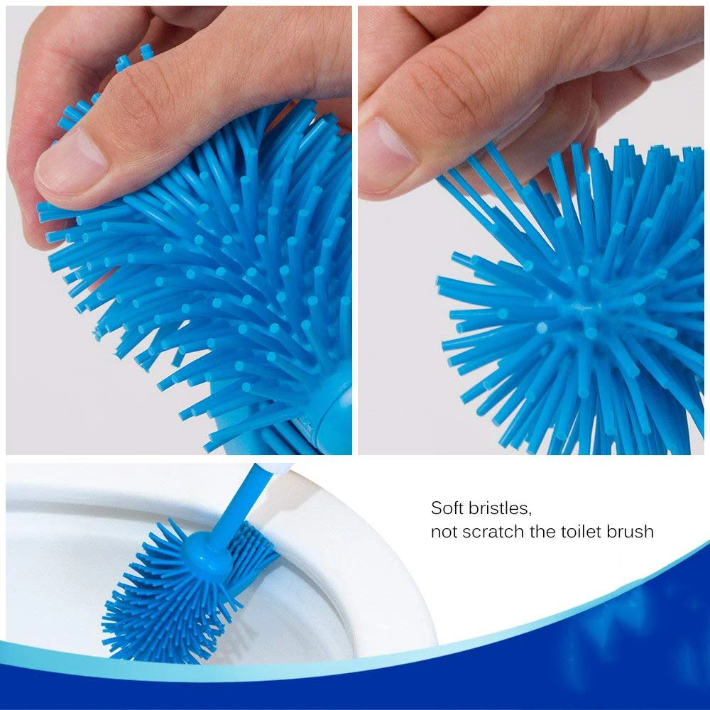 Günstig Silikon Wc bürste und Halter Badezimmer Weiche Borsten Wc Schüssel Pinsel Set Reinigung Pinsel Kit Langlebig Thermoplast Gummi