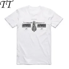 Мужская белая футболка с логотипом Armin Van Buuren, летняя футболка с коротким рукавом и круглым вырезом, голландский транс, популярная музыка, DJ футболка